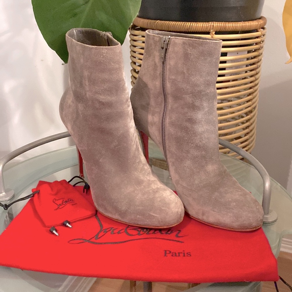 Christian Louboutin grey suede heeled boots